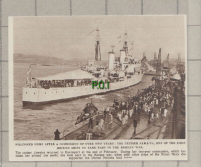 C828) The Cruiser JAMAICA Returns To Devonport Korean War - 1951 Cutting