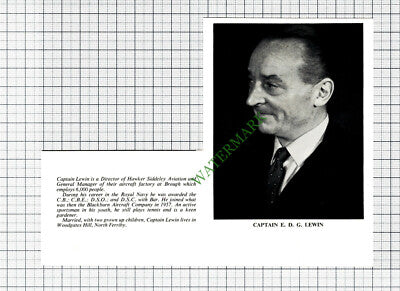 C7888) Captain E D G Lewin North Ferriby Hawker Siddeley Aviation - 1967 Cutting