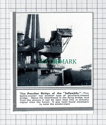 C5929) The INFLEXIBLE Ship Bridge - 1913 SMALL Cutting