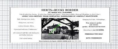 Venus Hill Flaunden House Sale Advert - 1966 Cutting