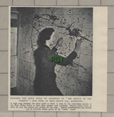 C747) Kent Police Force Maidstone Kent Miss Pope Accident Black Spots - 1951