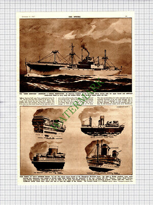 Ships Funnels Robin Sherwood Ship America Bremen Bertha von Busch - 1947