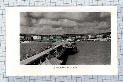 C4503) Brighton Pier & Parade / Scarborough Harbour - c.1939 Print