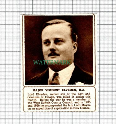 C5709) Major Viscount Elvedon Earl Of Iveagh Obituary -1945 Cutting SMALL