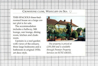 C2739) Crowstone Close Westcliff On Sea House Sale Advert - 1996 Clip