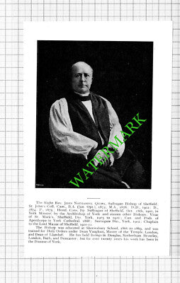 Right Rev John Nathaniel Quirk Bishop of Sheffield - 1912 Cutting