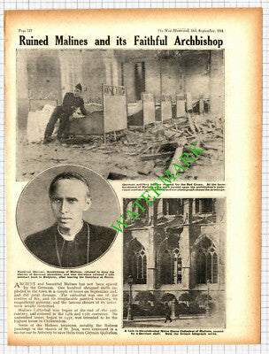 Cardinal Mercier Archbishop of Malines World War One - 1914 Cutting