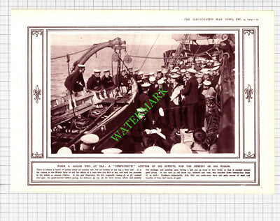 British Navy Effects Auction World War One WW1 - 1914 Cutting/ Print