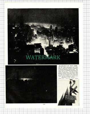 (7114) New York Blackout World War Two - c.1947 Cutting / Print