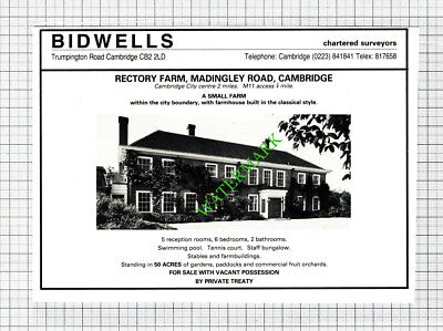 Rectory Farm Madingley Road Cambridge Sale Advert - 1980 Cutting