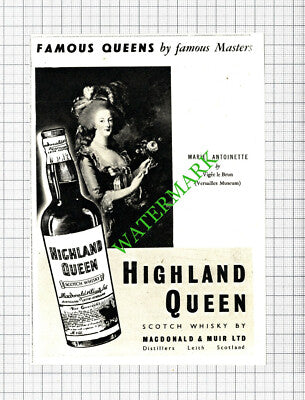 Highland Queen Whisky Marie Antoinette Small Advert - 1950 Cutting