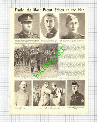 Lt HC Wookey RFC E Scholtz Sir Arthur Currie Capt WH Davis WW1 - 1918 Cutting