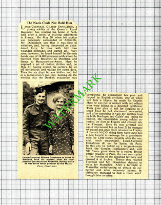 Lnc Cpl Gilbert Donaldson Queen's Royal Reg World War Two -1940 2-Part Cutting