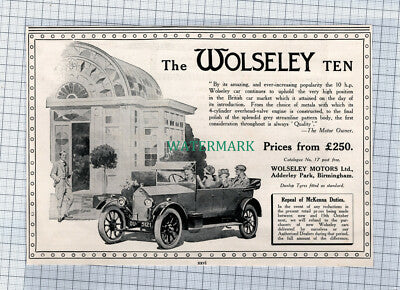 C4604) Wolseley Ten Car ADVERT - 1924 Clip