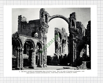 9316) Holy Island Of Lindisfarne - 1958 Book Print