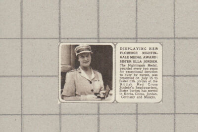 C3996) Sister Ella Jorden Florence Nightingale Award - 1955 Cutting VERY SMALL