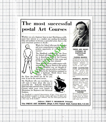 Percy V Bradshaw The Press Art School London Advert - 1934 Cutting