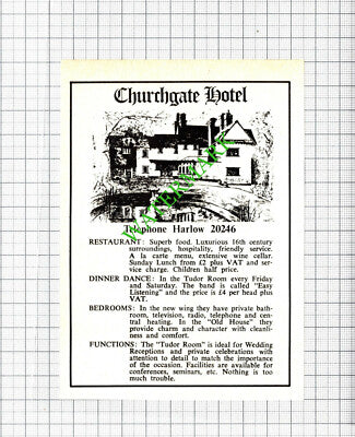 Churchgate Hotel Harlow Essex Advert - 1974 Cutting