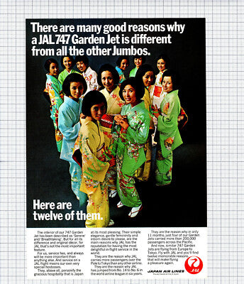 Japan Airlines JAL 747 Garden Jet Hostesses - 1972 Advert