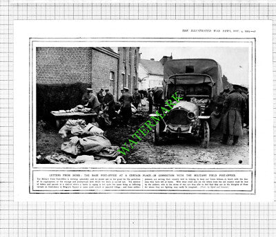 Military Field Post Office Great War World War One WW1 - 1914 Cutting / Print