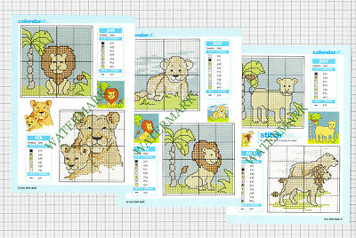 7721) Cross Stitch Chart LIONS (12 Different Small Designs)