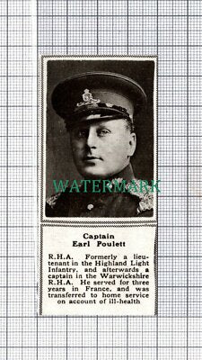 C5292) Captain Earl Poulett RHA Highland Light Infantry - 1918 SMALL Clip