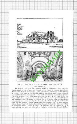 St Chad's Norton Woodseats Church Mrs Bernard Firth Norton Hall - 1912 Cutting