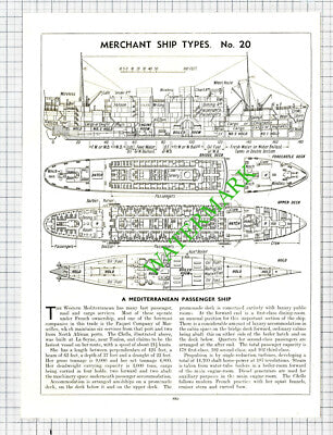 Pacquet Company of Marseilles CHELLA Ship - 1930s Cutting / Print