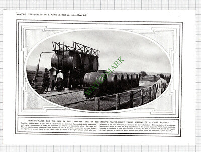 French Water Supply Train Trenches World War One - 1916 Cutting / Print