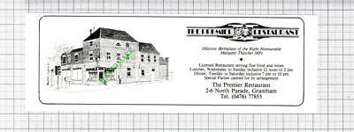 The Premier Restaurant Grantham Lincolnshire Margaret Thatcher - 1984 Cutting