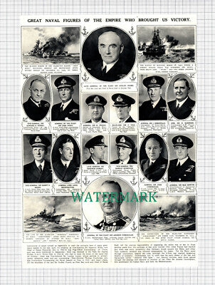X1108) Great Naval Navy Figures World War 2 Syfret Vian Mountbatten - 1945 Clip