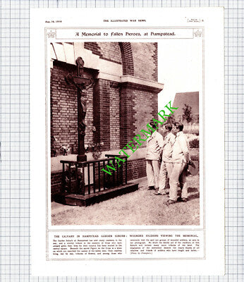 Hampstead Garden Suburb Memorial World War One WW1 - 1916 Cutting / Print