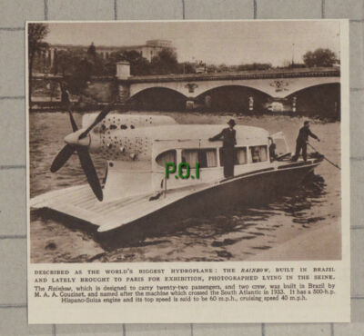 C1298) The Rainbow Hydroplane Seine Paris M A.A Couzinet - 1948 Clip
