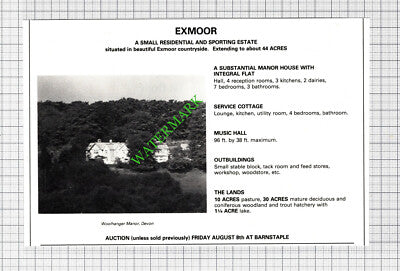 Woolhanger Manor Devon House Sale Advert - 1980 Cutting