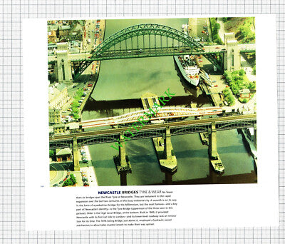 Newcastle Upon Tyne Bridges Aerial View - c.1990s Cutting / Print