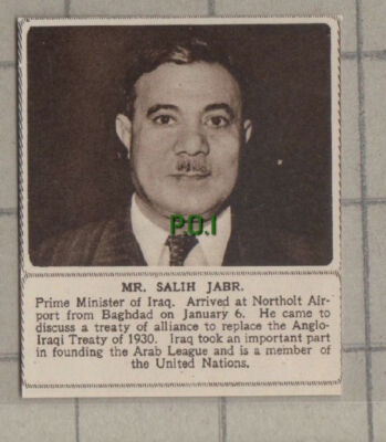 C1180) Mr Salih Jabr Prime Minister of Iraq Northolt Airport - 1948 Clip SMALL!