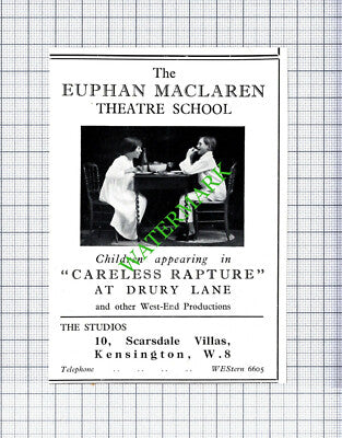 The Euphan Maclaren Theatre School Kensington London Small Advert - 1936 Cutting