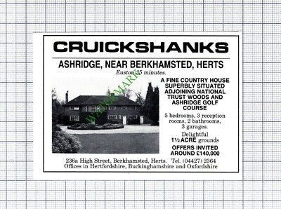 Ashridge Berkhamsted House Sale Advert - 1981 Cutting