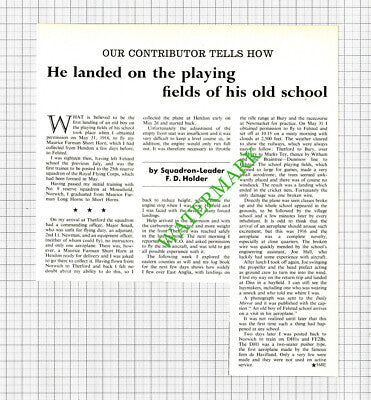 Squadron Leader F D Holder Felsted School Essex - 1971 Cutting