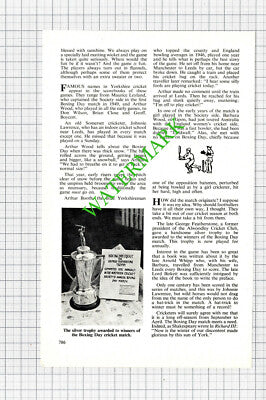 Boxing Day Cricket Match Leeds Yorkshire Ron Yeomans - 1973 Article