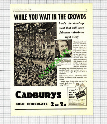 Cadburys Chocolate Coronation Advert - 1937 Cutting