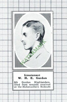 Lt W H E Gordon 8th Gordon Highlanders Hohenzollern WW1 - 1915 Small Cutting