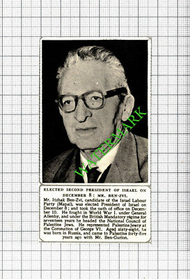 Mr Itzhak Ben-Zvi Israel Labour Party - 1952 Small Cutting