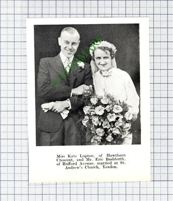 Miss Kate Lupton Eric Bashforth Yeadon - 1937 Cutting