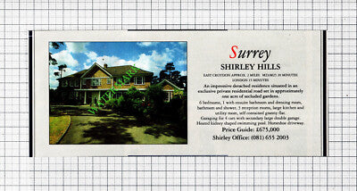 Shirley Hills Surrey House Sale Advert - 1991 Cutting
