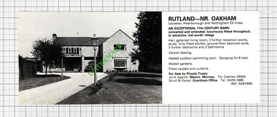 Oakham Rutland House Sale Advert - 1980 Cutting