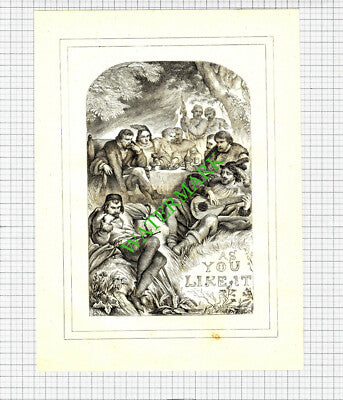 AS YOU LIKE IT William Shakespeare - c.1880 Print / Cutting