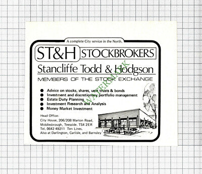 ST&H Stockbrokers Stancliffe Todd & Hodgson Middlesbrough - 1974 Cutting