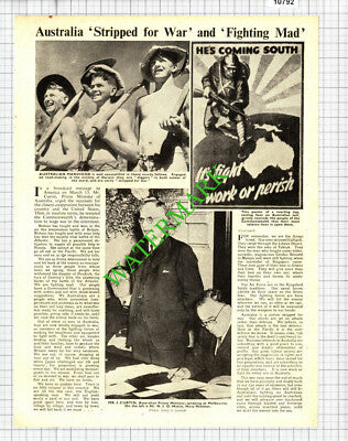 Mr J Curtin Australia Broadcast Message WW2 World War Two - 1942 Cutting