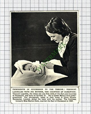 Viscount Lascelles Countess of Harewood Marion Stein - 1950 Cutting
